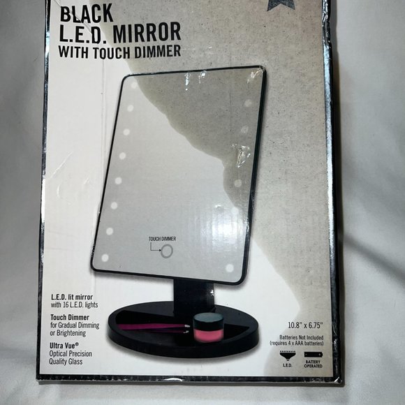 Black LED Mirror with Stand and Dimmer - Picture 1 of 7